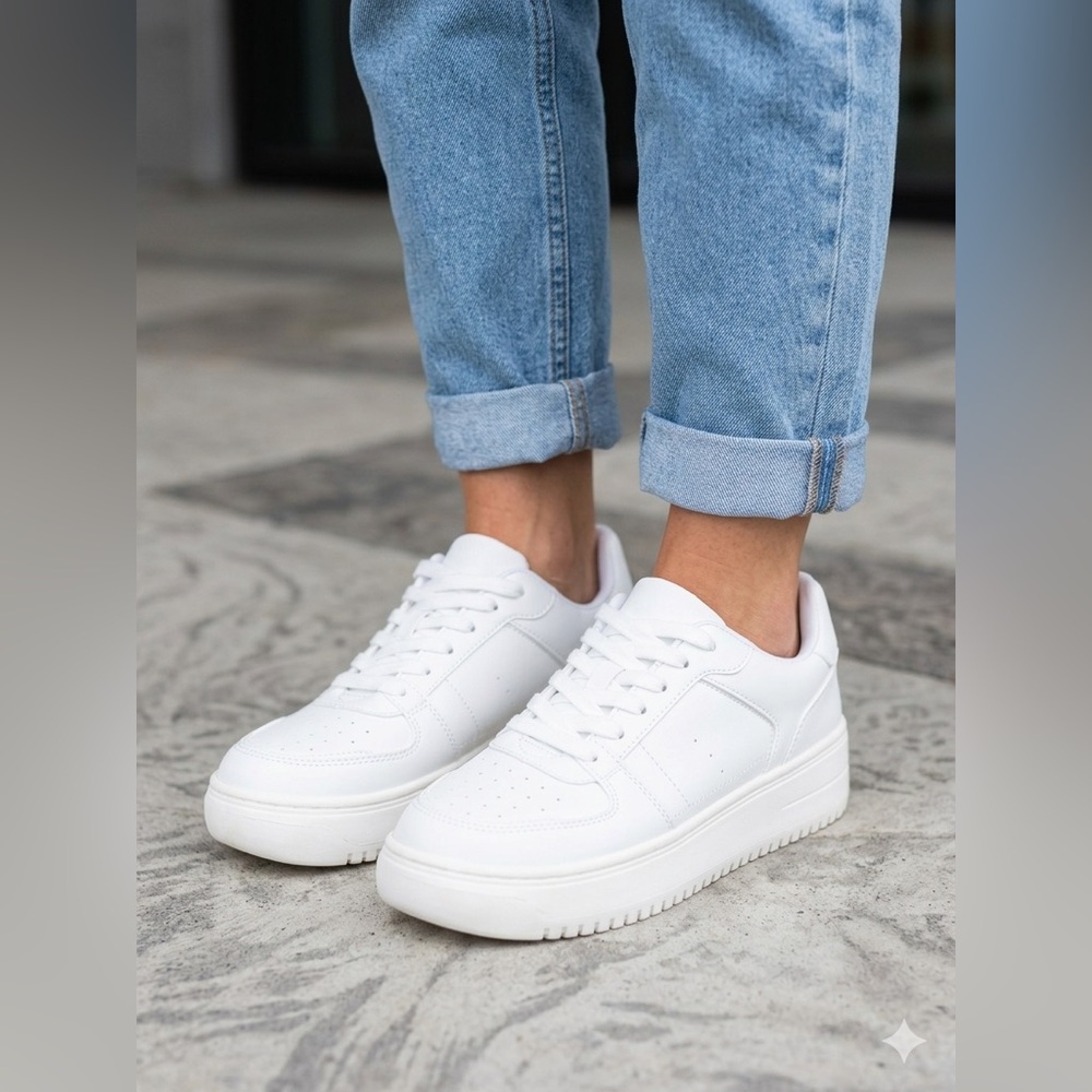 SIZE 9.5 Wild Fable® NEW Lola White Platform Sneakers Womens Memory Foam